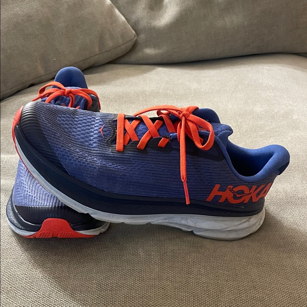Hoka Navy and Red Athletic Sneakers